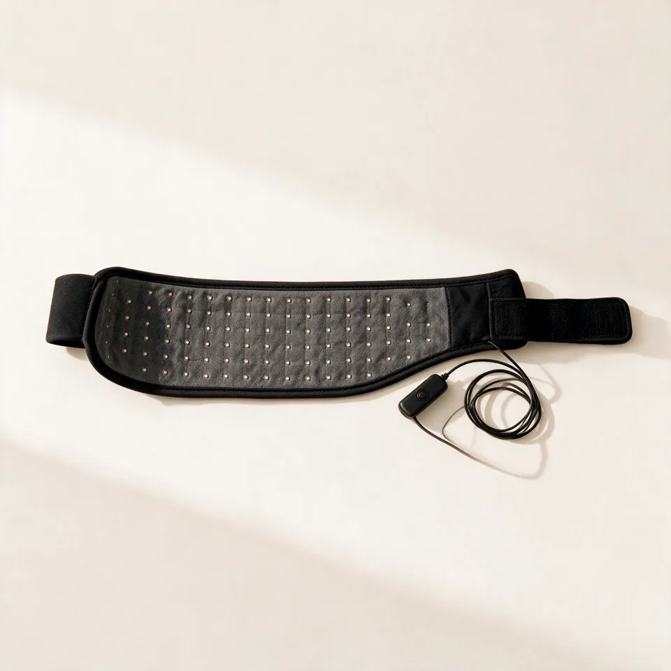 Band laid open showing the light surface, strap, cord, and controller