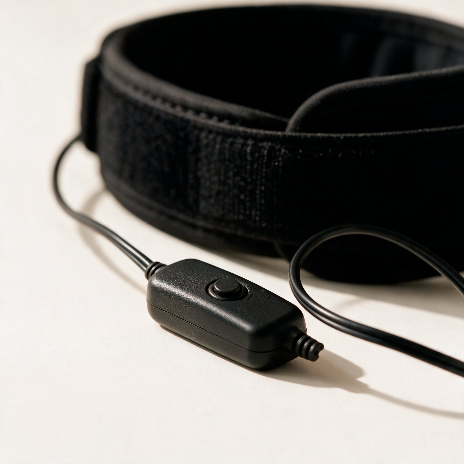 Close-up of the inline controller pod and its single button