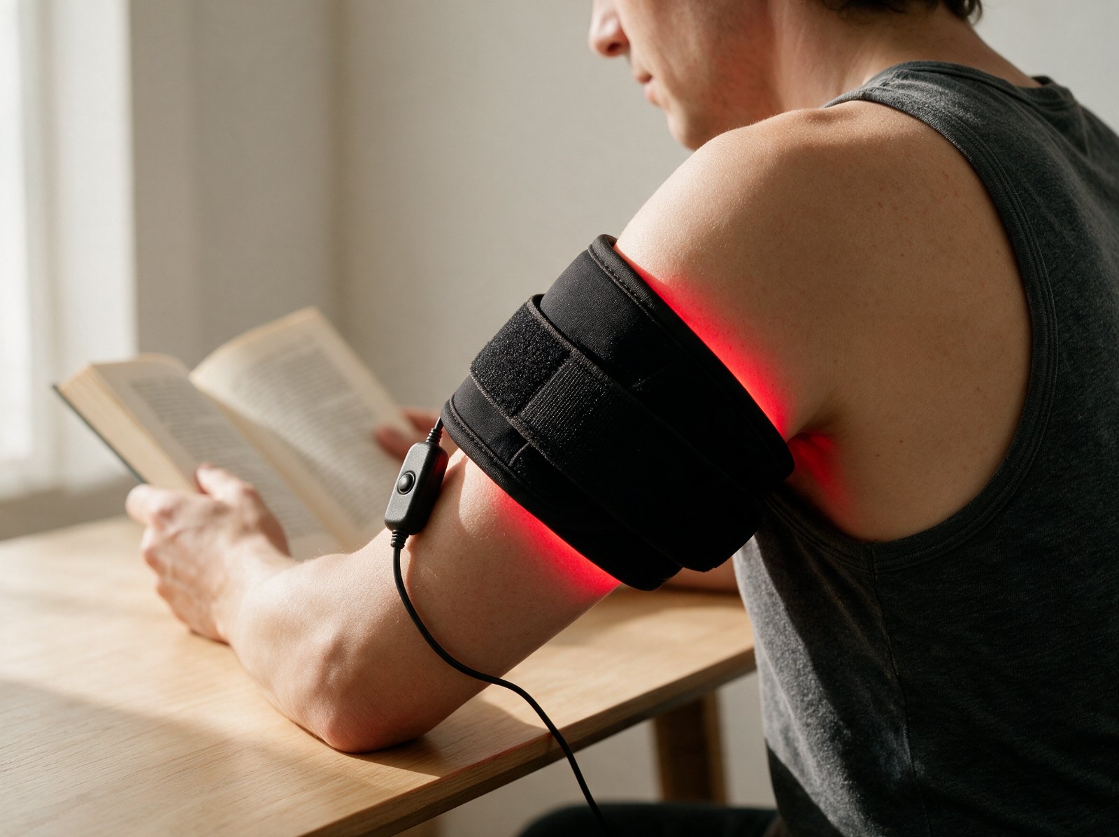 The Band wrapped over a shoulder and upper arm while reading