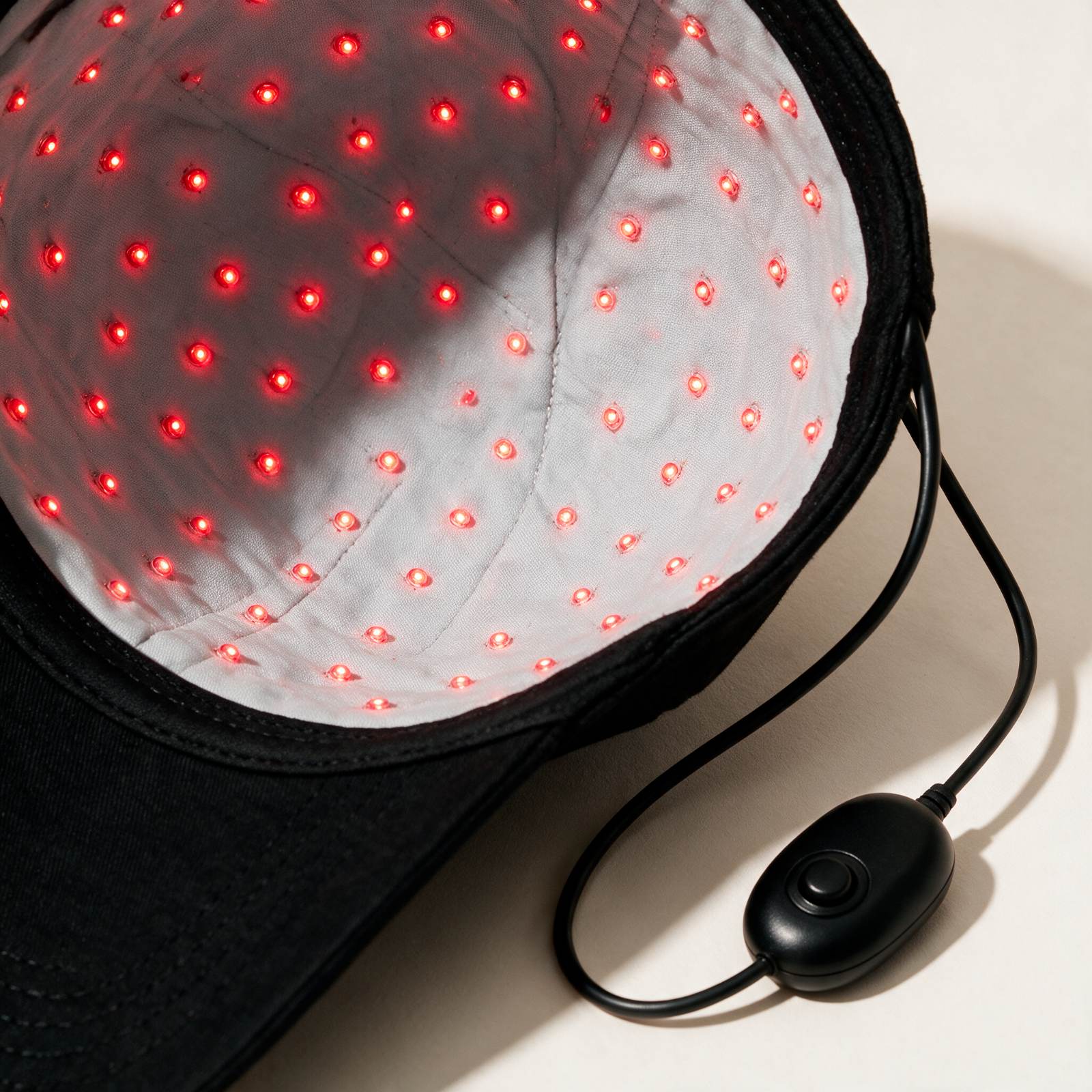 Macro detail of the dense LED array inside the Cap’s crown